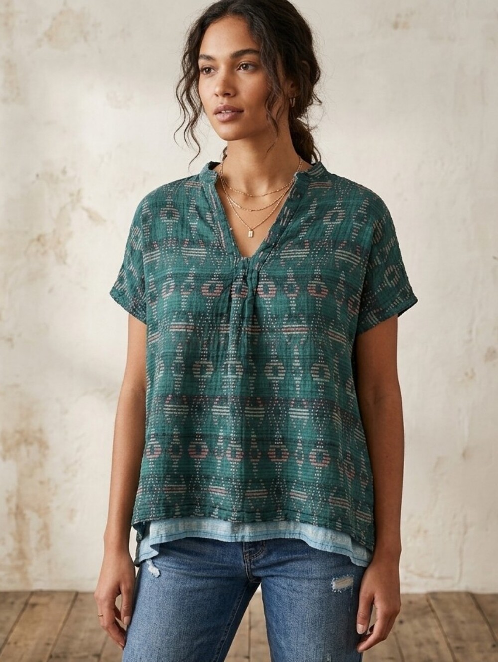 Acler Teal Geometric Blouse